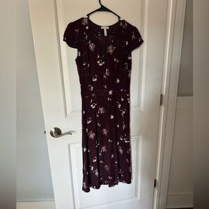 Leith midi dress, XS, burgundy/maroon